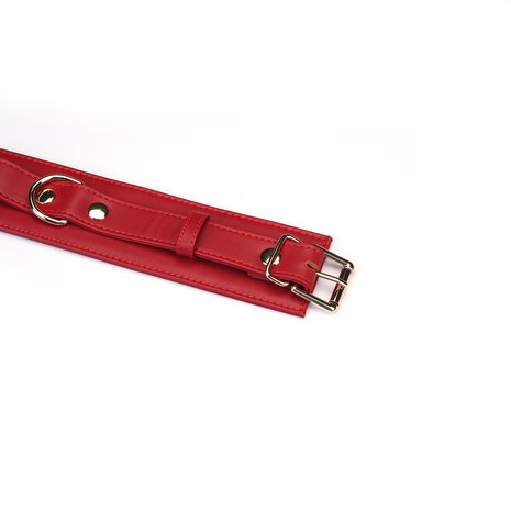 Liebe Seele - Bright Red - Bondageset Dijbeenboeien naar Handboeien - PU Leer - Vegan - Rood/Goud