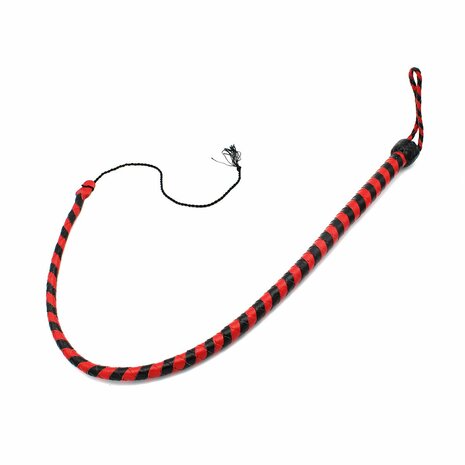 Kiotos Leather - Lederen Single Tail Zweep - 90 cm - Zwart/Rood