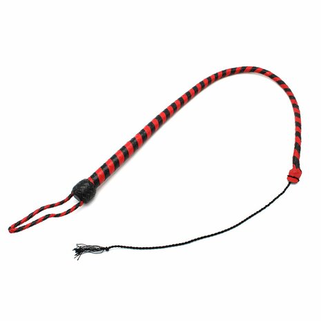 Kiotos Leather - Lederen Single Tail Zweep - 90 cm - Zwart/Rood