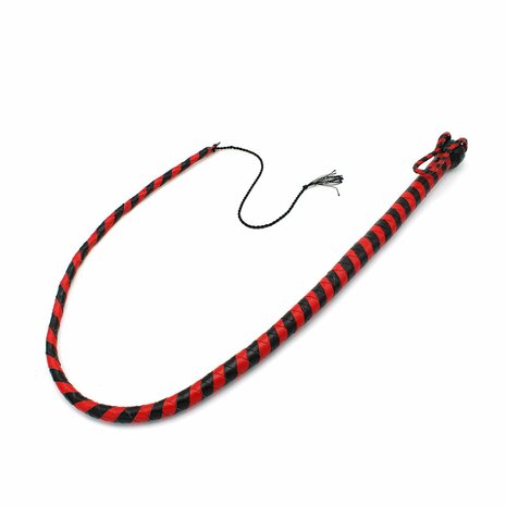 Kiotos Leather - Lederen Single Tail Zweep - 120 cm - Zwart/Rood