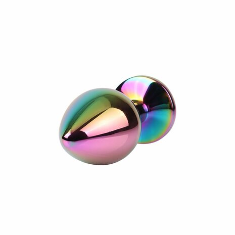 Matrix Mont - Rainbow Gem - Anaal Plug in Oil Slick Kleuren - Aluminium - Maat M