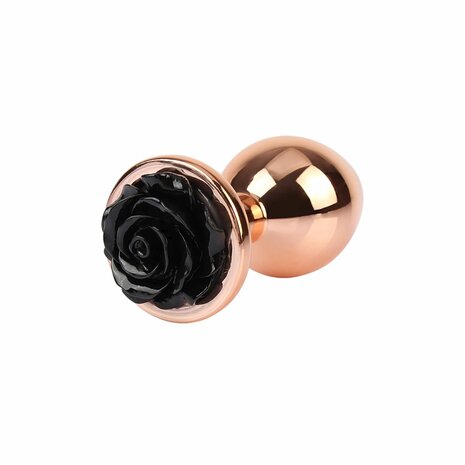 Matrix Mont - Evil Rose - Anaal Plug met Zwarte Roos - Goud - Aluminium - Maat M