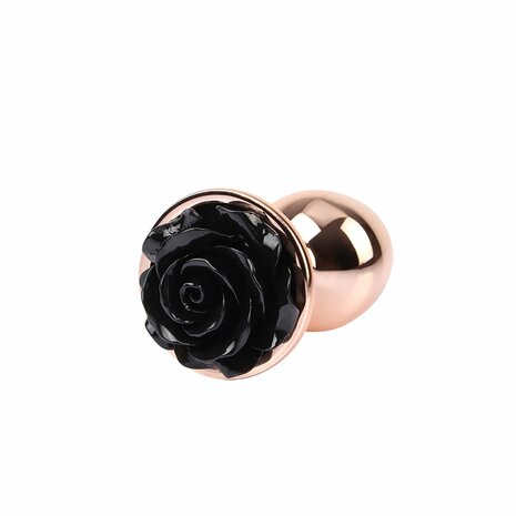 Matrix Mont - Evil Rose - Anaal Plug met Zwarte Roos - Goud - Aluminium - Maat S