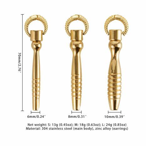 Sevanda - Bad Boy Training - Urethral Penis Plugs Set - Goud