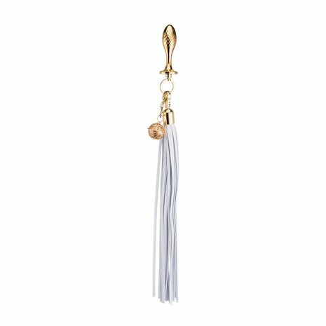 Sevanda - Flogger met Sleutelhanger, Bedel en Peervormige Buttplug - Wit/Goud