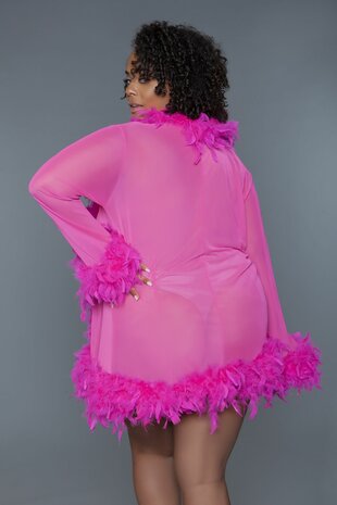 Be Wicked - Lux - Robe met Veren - Hot Pink - One Size