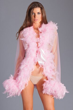 Be Wicked - Lux - Robe met Veren - Roze - One Size