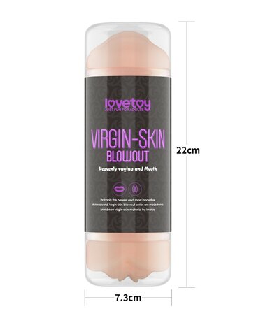 Lovetoy - Virgin-Skin Blowout - Dubbelzijdige Stroker Masturbator - Vagina en Mond - Lichte Huidskleur