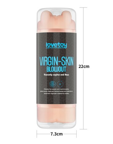 Lovetoy - Virgin-Skin Blowout - Dubbelzijdige Stroker Masturbator - Vagina en Anus - Lichte Huidskleur