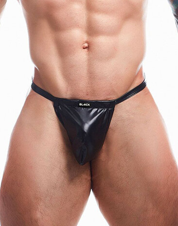 Cut4Men - Sexy Wetlook Herenstring -  Boost - Zwart - Maat L