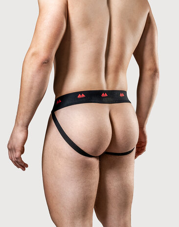 MM Original - REV2 - Reversible Jockstrap - Herenslip - Tailleband 5 cm - Zwart/Rood - Maat L