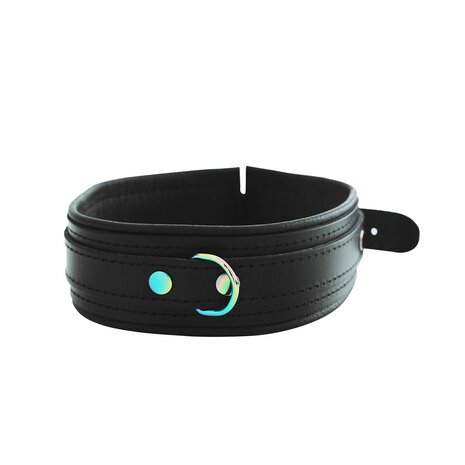 Kiotos - Premium Lederen Collar - Metalen Hardware in Unicorn Kleuren - Black/Rainbow (