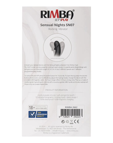 Rimba - Sensual nights SN07 - G-Spot Vibrator met Bewegende Kop - Zwart