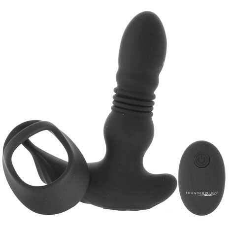 Thunder Plugs - Stotende Anaal Vibrator met Cock/Ball Strap en Afstandsbediening