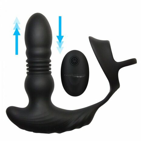 Thunder Plugs - Stotende Anaal Vibrator met Cock/Ball Strap en Afstandsbediening