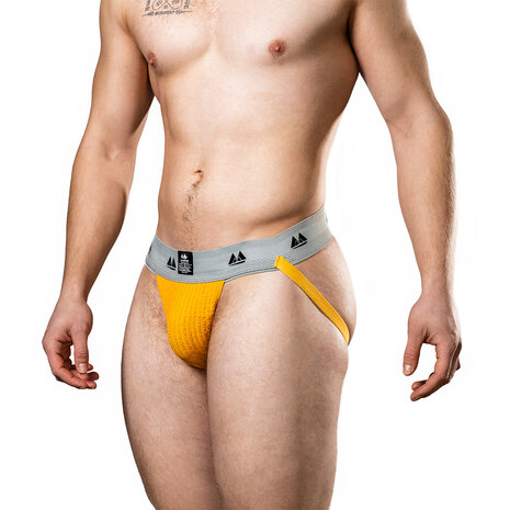 MM Original - Jockstrap Herenslip - Tailleband 5 cm - Geel/Grijs - Maat XL