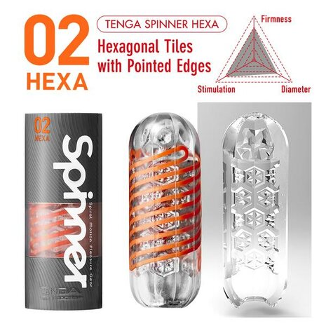 Tenga - Spinner Hexa Masturbator - Transparant