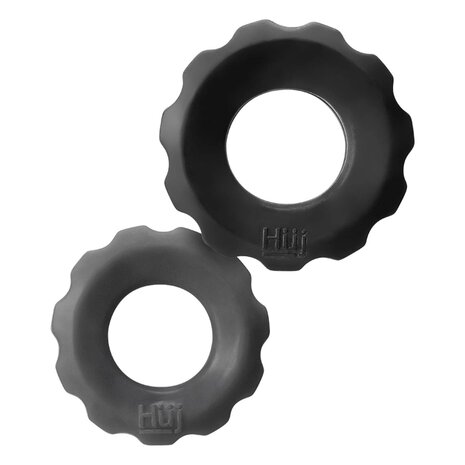 Hünkyjunk - Cog Ring - Set 2 Cockringen - Zwart/Grijs