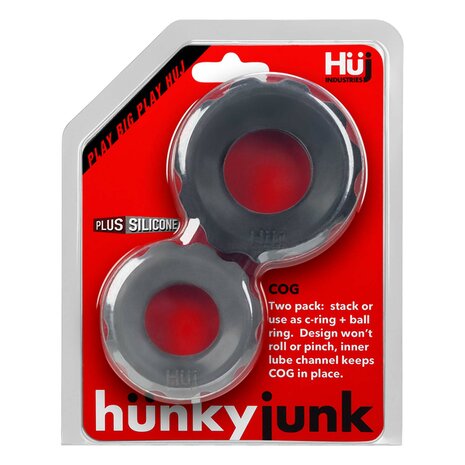 Hünkyjunk - Cog Ring - Set 2 Cockringen - Zwart/Grijs