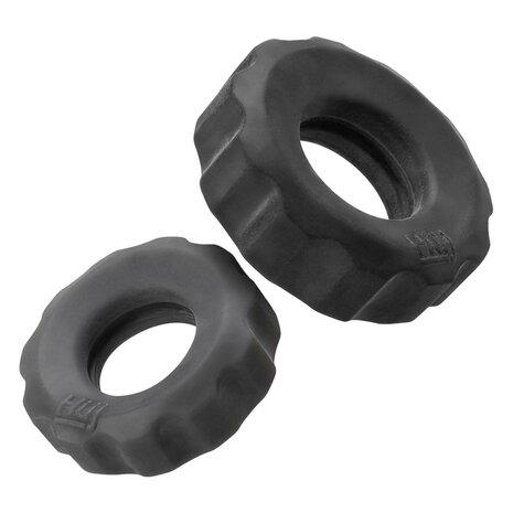 Hünkyjunk - Cog Ring - Set 2 Cockringen - Zwart/Grijs