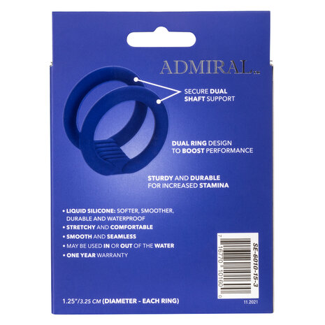 Calexotics - Admiral Dubbele Siliconen Cockring - Blauw