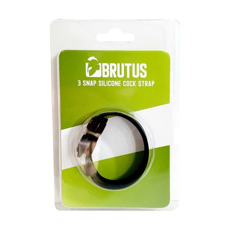 Brutus - Cockring - Siliconen Cock Strap - Zwart - 3 Snap Silicone Cock Strap