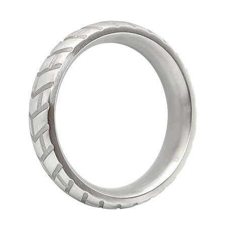 Black Label - Tire XL - Zware RVS Cockring met Bandenprofiel - Diameter 45 mm