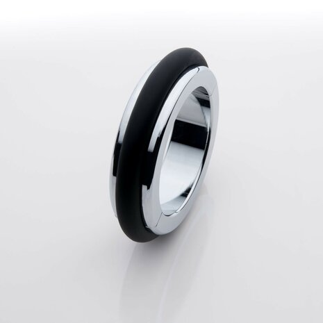 Black Label - Fusion Ring - Cockring van Metaal met Siliconen - Small - Ø 35 x 7 x 15 mm