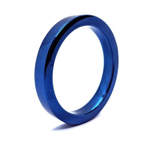 Black Label - BlueBoy - Platte Cockring - RVS - Blauw - Diameter 55 mm