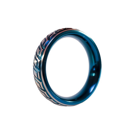 Black Label - Blue Wave Cockring - RVS - Blauw/Zilver - Diameter 55 mm