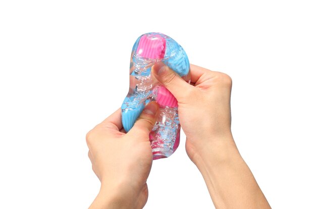 Tenga - Bobble Vacuum Cup Masturbator - Crazy Cubes - Transparant/Roze/Blauw