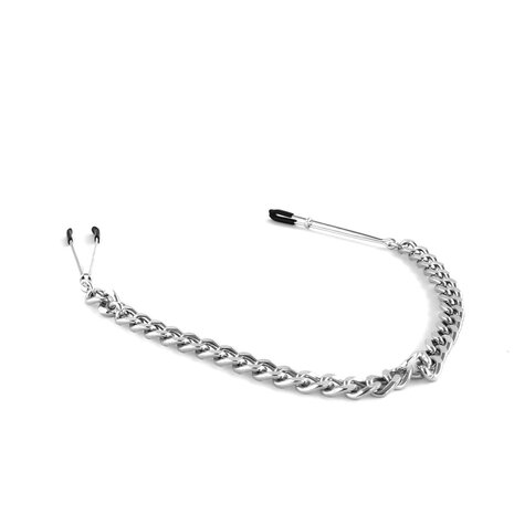 Brutus - Tepelklemmen - Metalen Zilverkleurige Tepelklemmen met Ketting - TWEEZER Nipple Clamps Silver