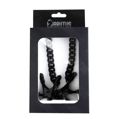 Brutus -  Tepelklemmen - Verstelbare Tepelklemmen met Ketting - BITE Heavy Nipple Clamps Black