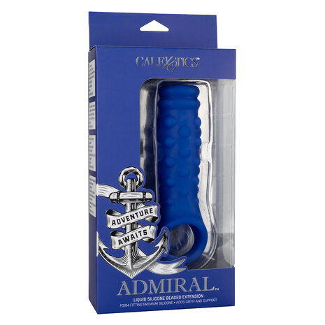 Calexotics - Admiral Geribbelde Penis Sleeve - Liquid Siliconen - Blauw