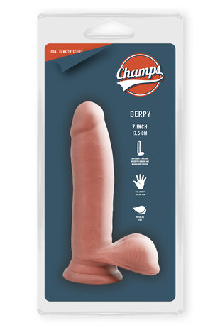 Champs - Derpy - Dual Density Dildo - 17.5 x 3,1 cm - Lichte Huidskleur