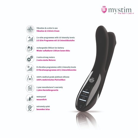 Mystim - Electrosex - Tingling Aparte - E-stim Vibrator - Black