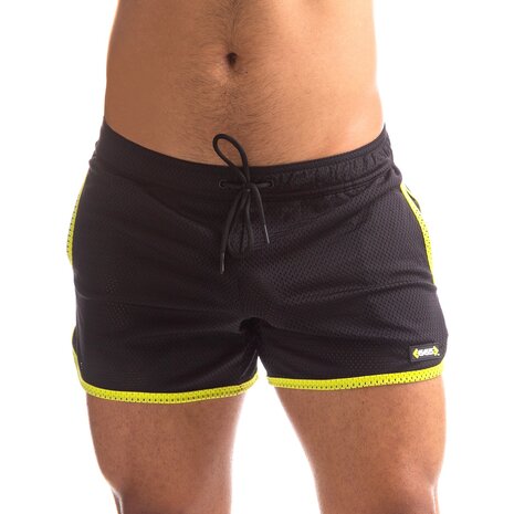 665 - Shorts - Erotisch Ondergoed - Zwart Geel - Materiaal PES - Maat 2XL -  Rally Shorts