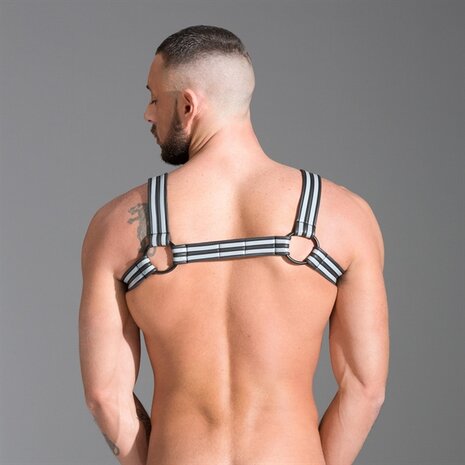 665 Neopreen - Riemenbody - Neoprene Bulldog Harness - Grijs - Maat S