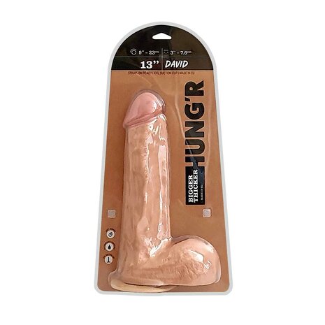 HUNG'R - David - Dildo - Lichte huidskleur- 33 cm - Ø 7.6 cm