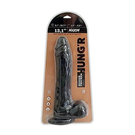 HUNG'R - Maxim - Dildo - Zwart - 33.5 cm - Ø 6.6 cm