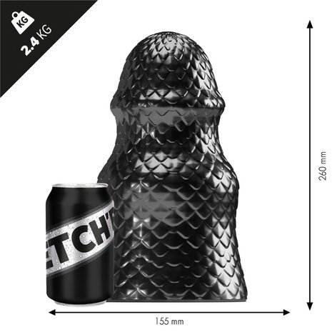 Stretch'r - Scaly - XXL Buttplug - Zwart Metallic - Maat XL