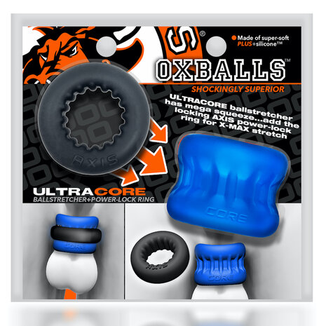 Oxballs - Ultracore - Set met Core Ballstretcher en Axi Ring - Blue Ice