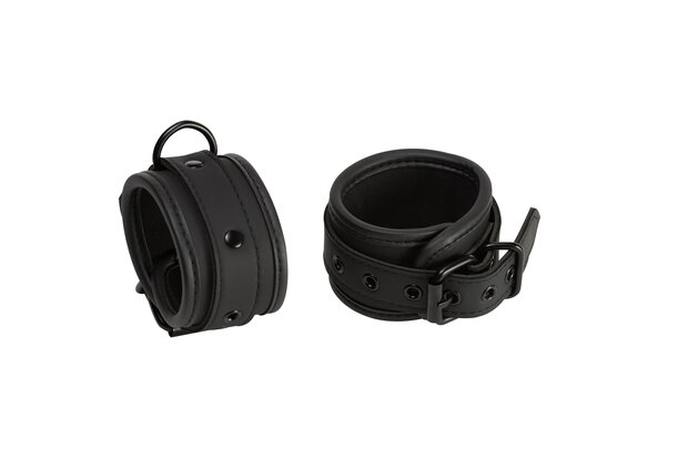 665 Leather - Neopreen Handboeien - Verstelbaar - Met D Ring