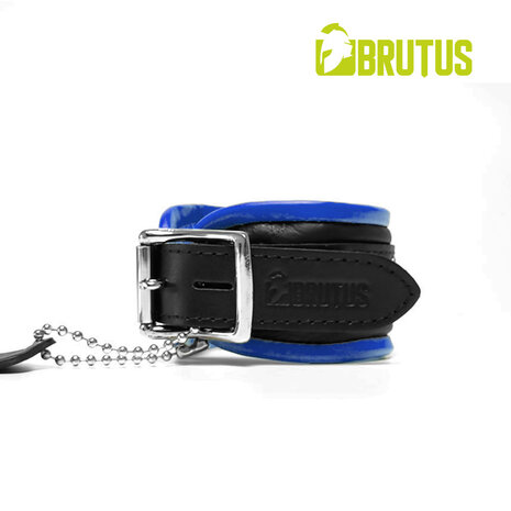 Brutus - Enkelboeien - Zwart Blauwe Leren Afsluitbare Enkelboeien - Leather Ankle Restraints Black Blue