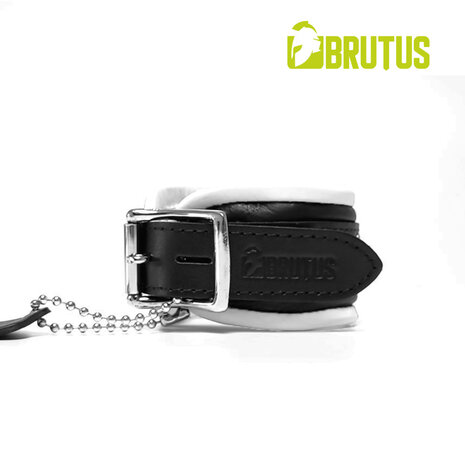 Brutus - Enkelboeien - Zwart Witte Leren Afsluitbare Enkelboeien - Leather Ankle Restraints Black White