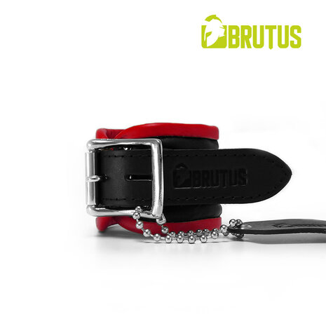 Brutus - Polsboeien - Leren Zwart Rode Handboeien - Afsluitbaar - Leather Wrist Restraints Black Red