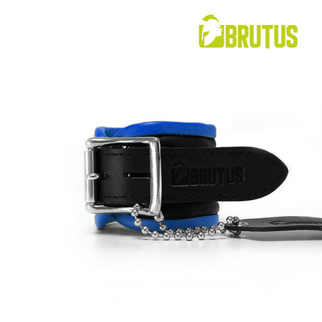 Brutus - Polsboeien - Leren Zwart Blauwe Handboeien - Afsluitbaar - Leather Wrist Restraints Black Blue