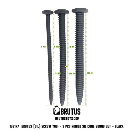 Brutus - Dilator - Siliconen Sound Set - Screw You! - Ribbed Silicone Sound Set 3 Pcs.