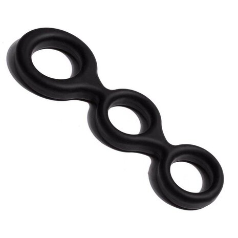 Sportfucker - Muscle 3 Way - Cockring en Ballstretcher - Siliconen - Zwart