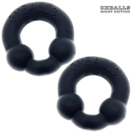 Oxballs - Ultraballs Cockring - 2 stuks - Cockring - Night Edition - Mat Zwart